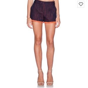 Trina Turk Corbin Pop Tweed Fringe Shorts Navy 4